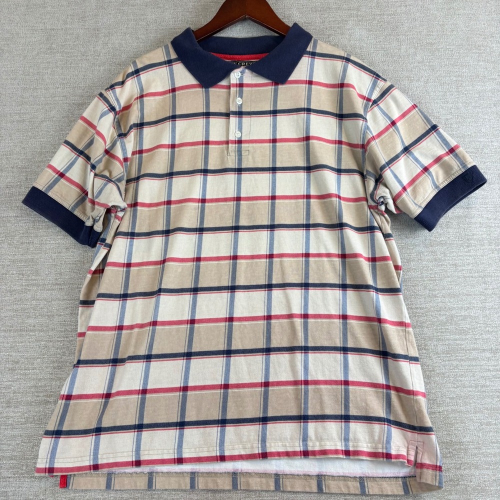 Vintage 90s Ivy Crew Explorer Mens XL Plaid Polo Shirt 100% Cotton Made n Turkey